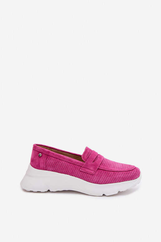 dames mocassinsOpturalnego van suèdeu met platform Vinceza 79626 roze