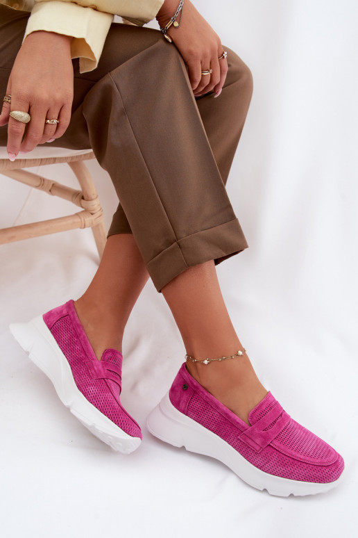 dames mocassinsOpturalnego van suèdeu met platform Vinceza 79626 roze