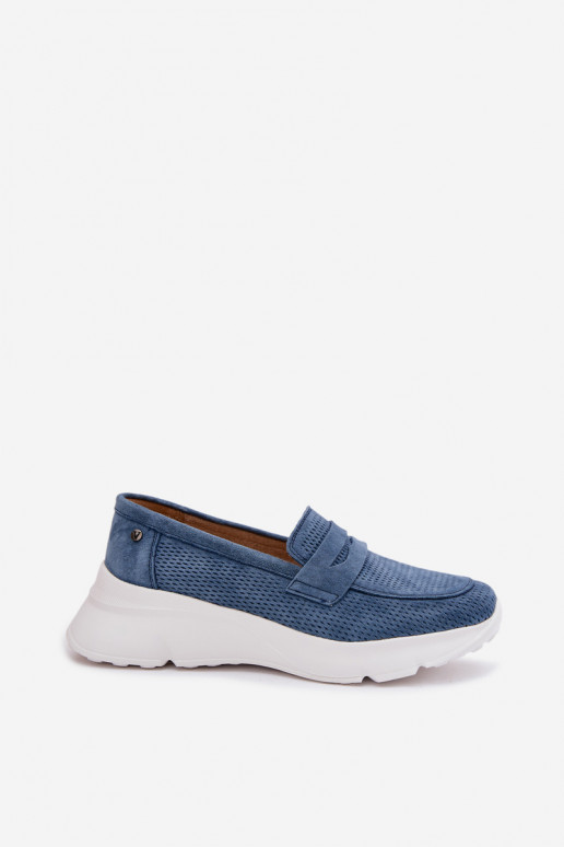 dames mocassinsOpturalnego van suèdeu met platform Vinceza 79626 donkerblauIn