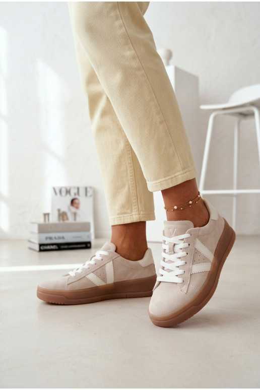 Sneakers model schoenen DamesOpturalnego van suèdeu met platform Vinceza 79597 beige
