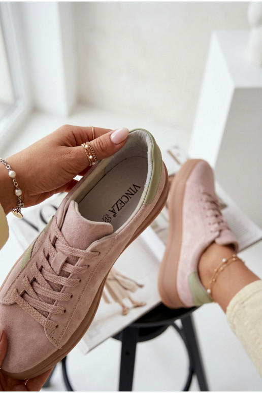 Sneakers model schoenen DamesOpturalnego van suèdeu met platform Vinceza 79597 roze