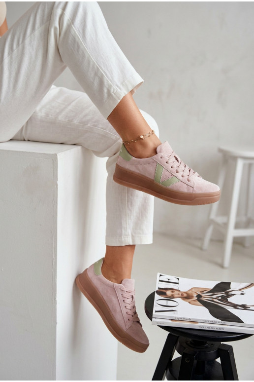 Sneakers model schoenen DamesOpturalnego van suèdeu met platform Vinceza 79597 roze