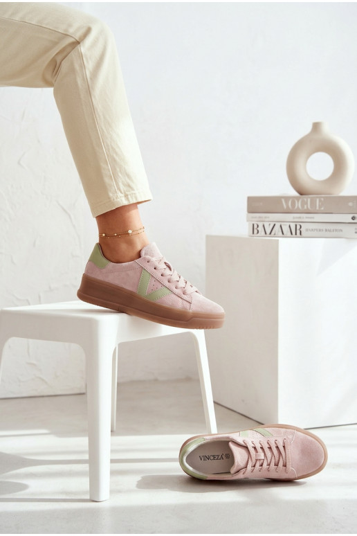 Sneakers model schoenen DamesOpturalnego van suèdeu met platform Vinceza 79597 roze