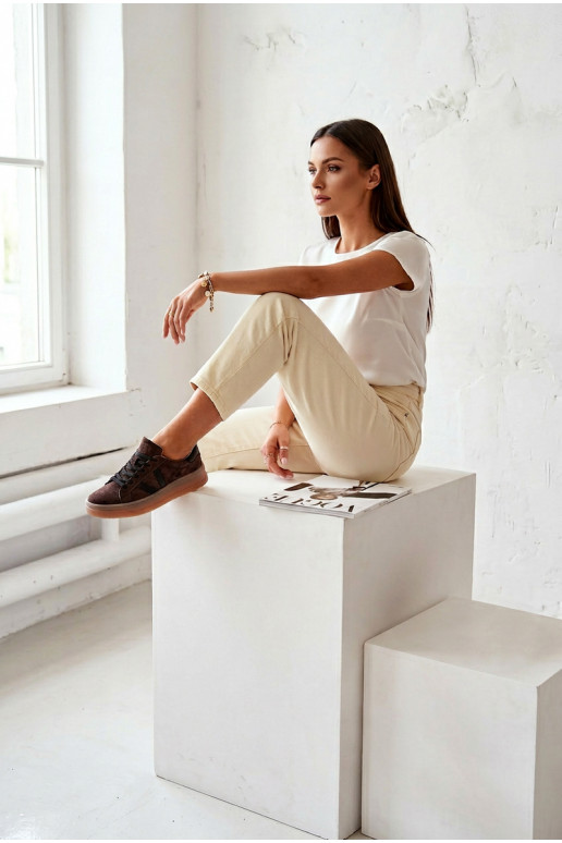 Sneakers model schoenen DamesOpturalnego van suèdeu met platform Vinceza 79597 bruine kleur