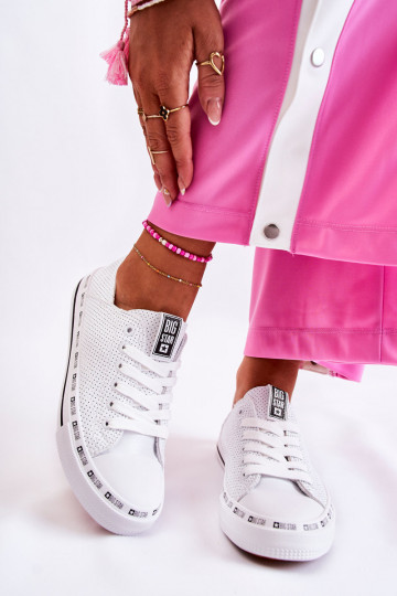 Dames opengewerkte casual schoenen Big Star FF274024 witte kleur