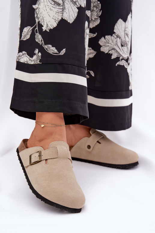 Suede pantoffels Klompen Dames met gespen Big Star RR274A385 beige