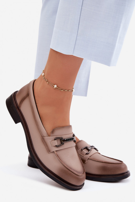 Leer dames mocassins Vinceza 39983 beige