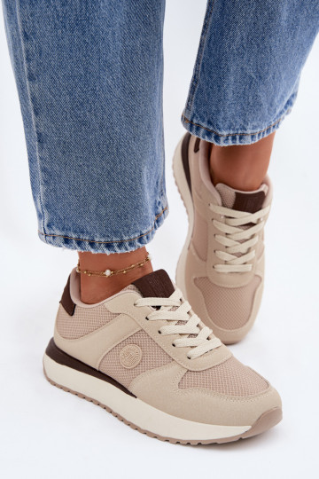 Dames sportschoenen met platform Big Star TT274275 zandkleur