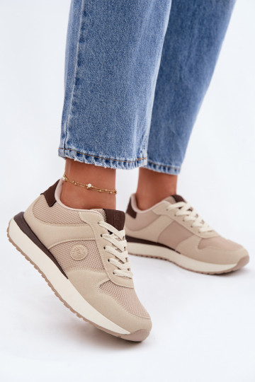 Dames sportschoenen met platform Big Star TT274275 zandkleur 2