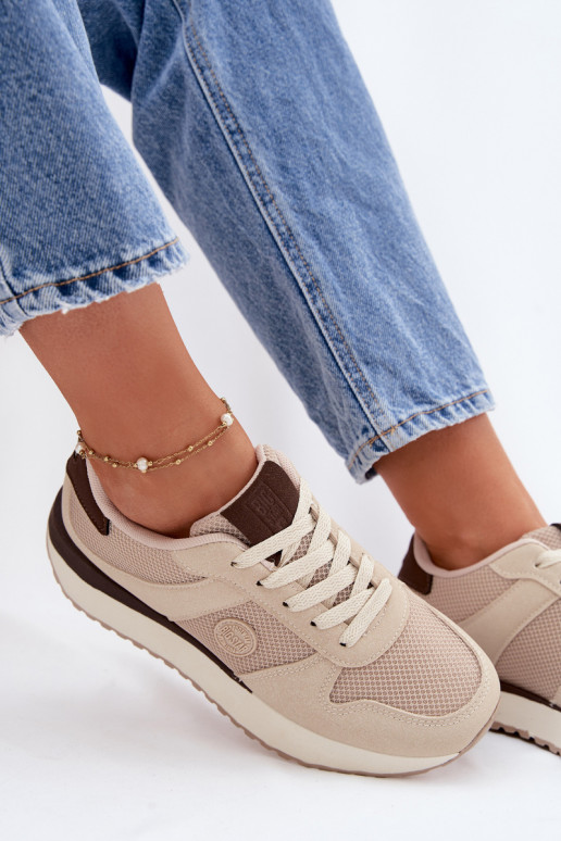 Sneakers model schoenen Dames met platform Big Star TT274275 beige