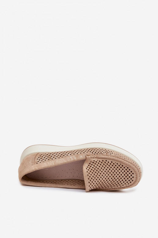 Dames mocassins met perforaties Sergio Leone MK097H gouden kleur