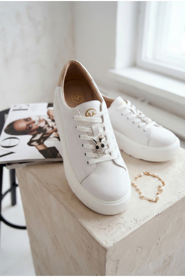 Leren dames sneakers met platform Vinceza 39973 witte kleur 2