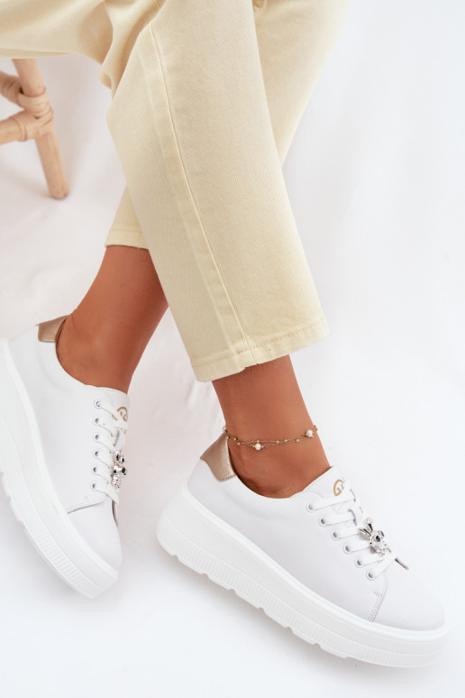 Leer Sneakers model schoenen Dames met platformPrzypinką Vinceza 39973 Initte kleur