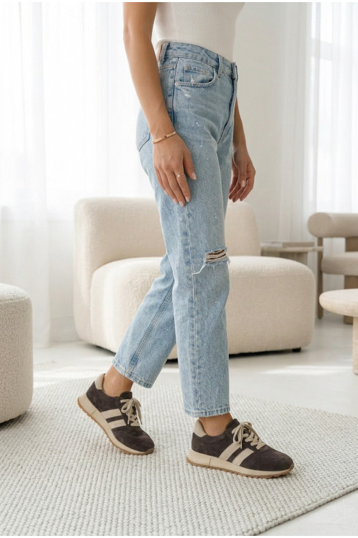 Dames sneakers van kunstleer bruine kleur