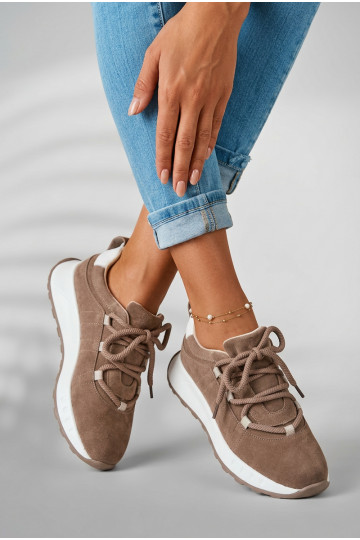 Dames suède sneakers Bemela bruine kleur