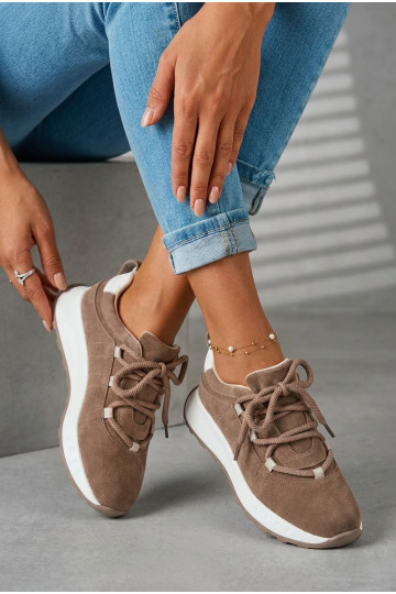 Dames suède sneakers Bemela bruine kleur 2