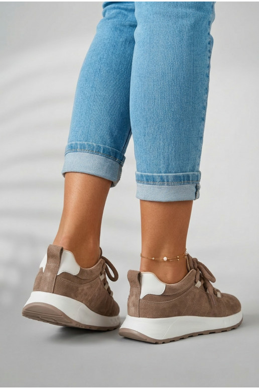 Dames suède sneakers Bemela bruine kleur