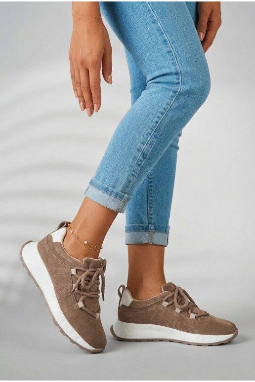 Dames suède sneakers Bemela bruine kleur