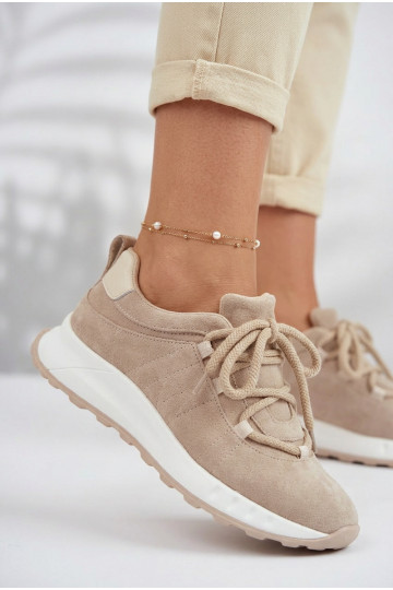 Dames suède sneakers Bemela zandkleur 2