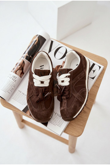Suède dames sneakers Vinceza 86427 chocolade kleur