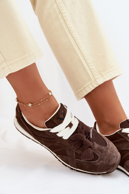 van suède Sneakers model schoenen Dames Vinceza 86427 CzekoladoIne