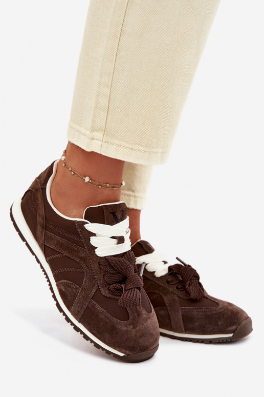 van suède Sneakers model schoenen Dames Vinceza 86427 CzekoladoIne