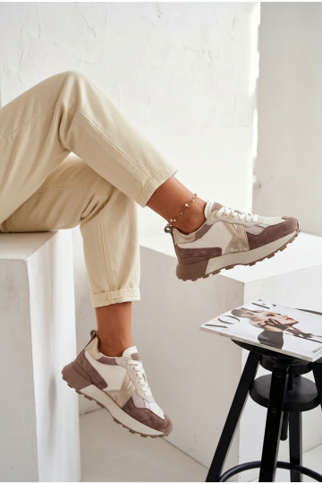 Suède dames sneakers Kobbo 66954 zandkleur 2