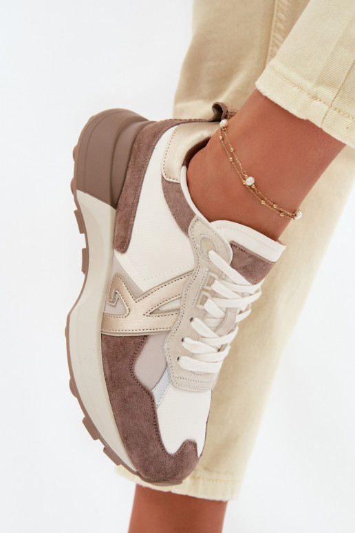 van suède Sneakers model schoenen Dames Kobbo 66954 beige