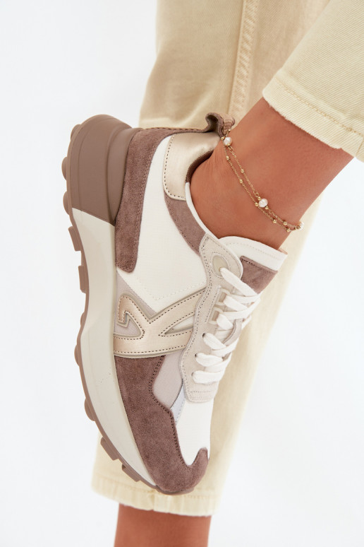 van suède Sneakers model schoenen Dames Kobbo 66954 beige