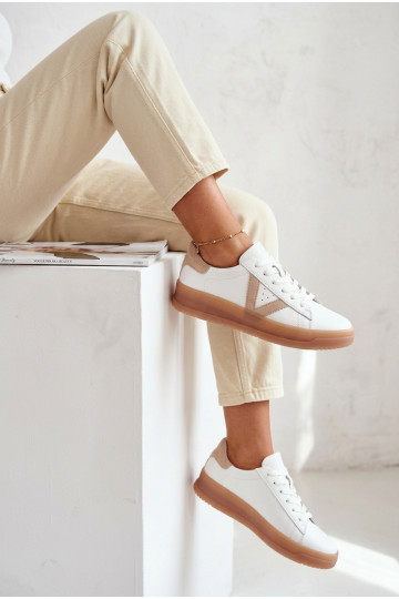 Dames leren sneakers met platform Vinceza 79597 witte kleur 2