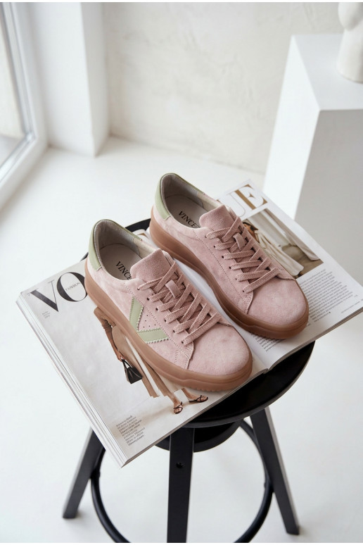 Vinceza 79597 dames sportieve schoenen van natuurlijk suède met plateau in roze