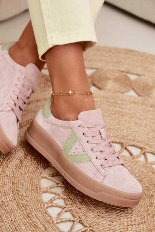 Vinceza 79597 dames sportieve schoenen van natuurlijk suède met plateau in roze