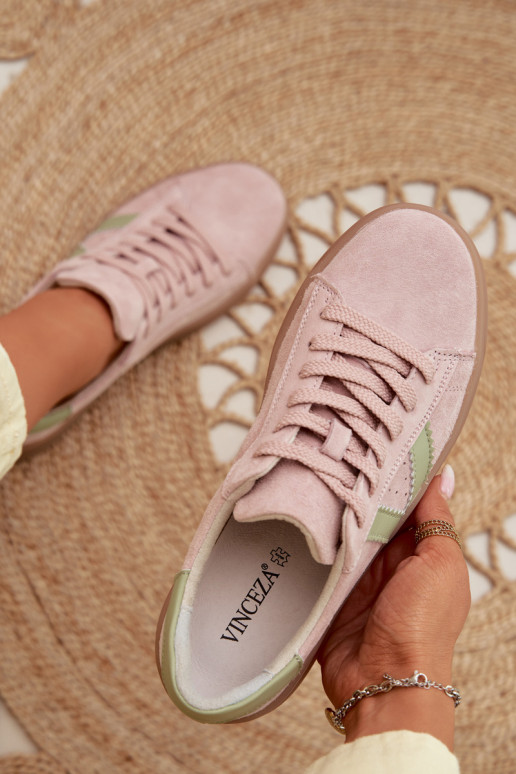 Vinceza 79597 dames sportieve schoenen van natuurlijk suède met plateau in roze