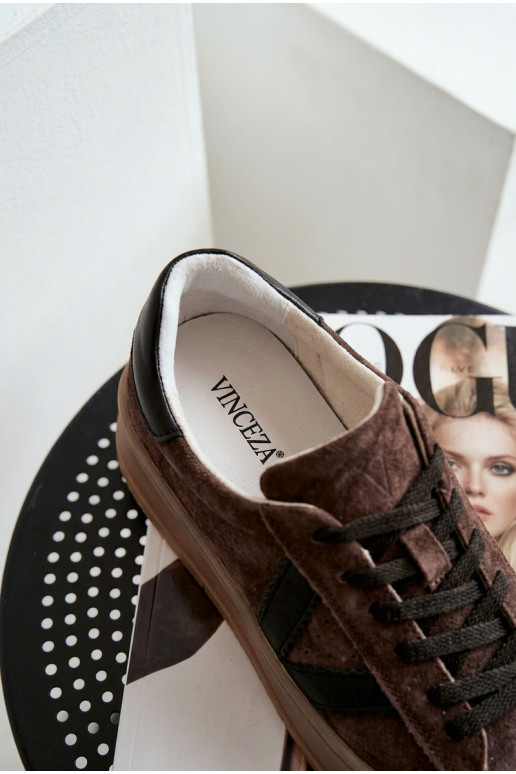 Vinceza 79597 dames sportieve schoenen van natuurlijk suède met plateau in bruin