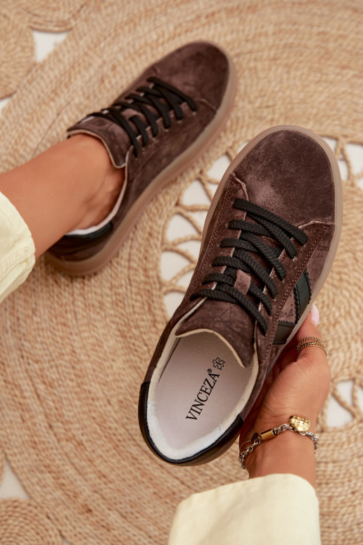 Vinceza 79597 dames sportieve schoenen van natuurlijk suède met plateau in bruin