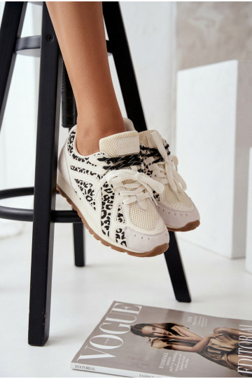 Leren suède dames sneakers Big Star TT274548 witte kleur