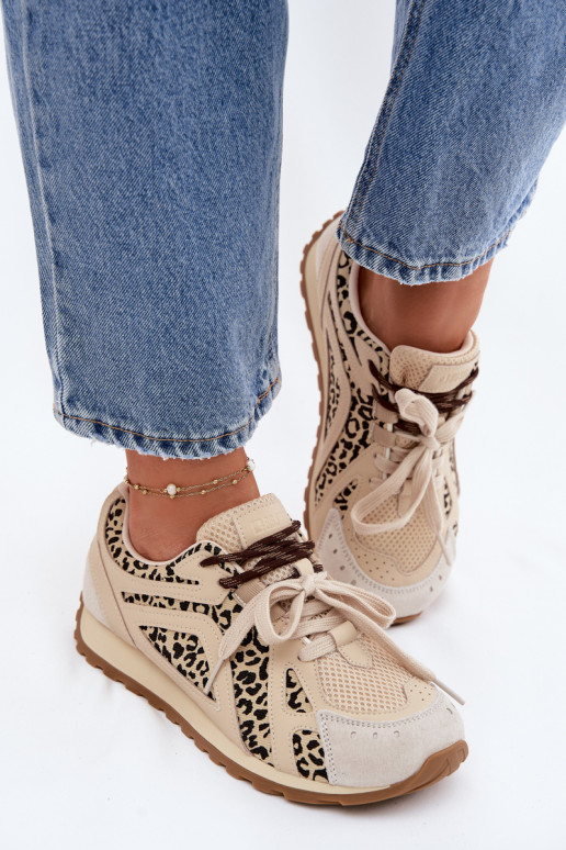 Leer van suède Sneakers model schoenen Dames Big Star TT274549 beige