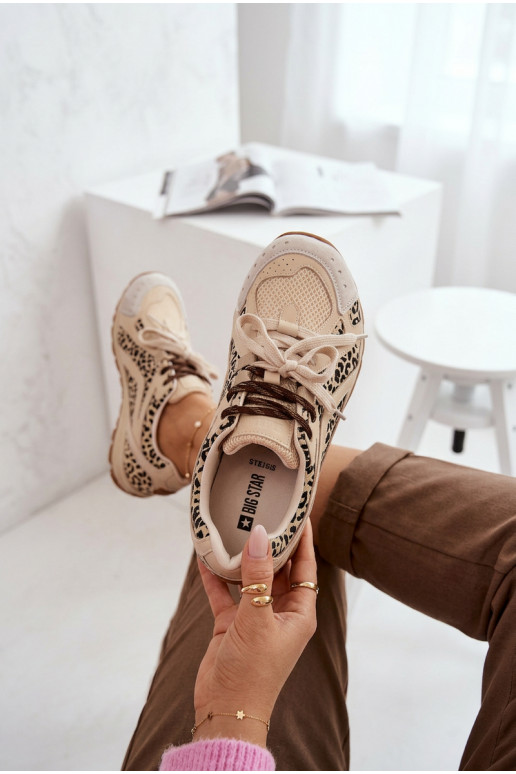 Leer van suède Sneakers model schoenen Dames Big Star TT274549 beige