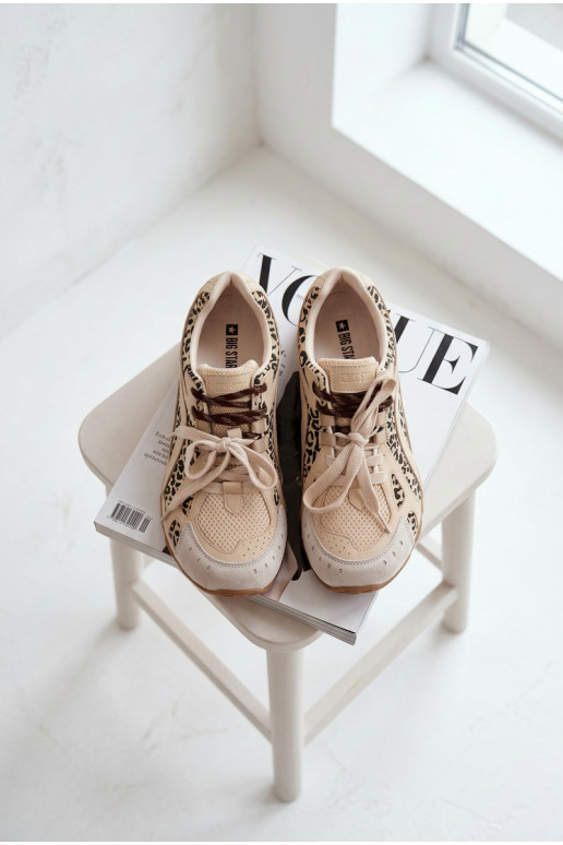 Leer van suède Sneakers model schoenen Dames Big Star TT274549 beige