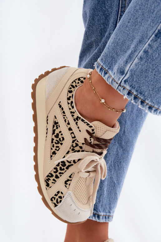 Leer van suède Sneakers model schoenen Dames Big Star TT274549 beige