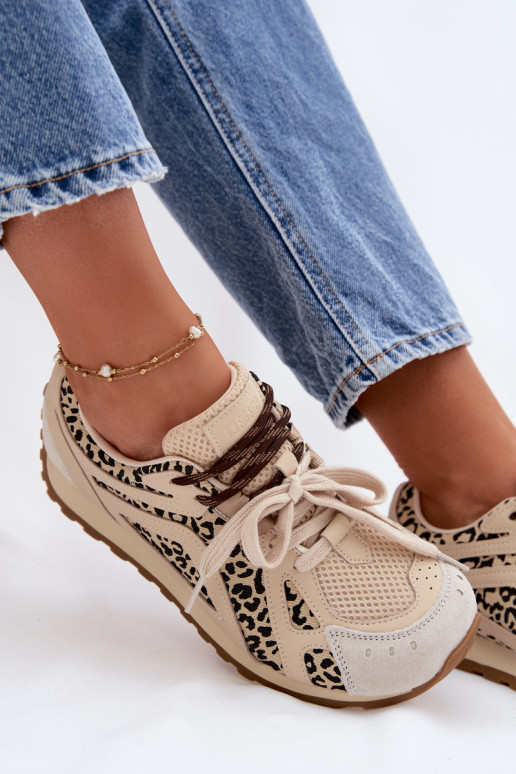 Leer van suède Sneakers model schoenen Dames Big Star TT274549 beige