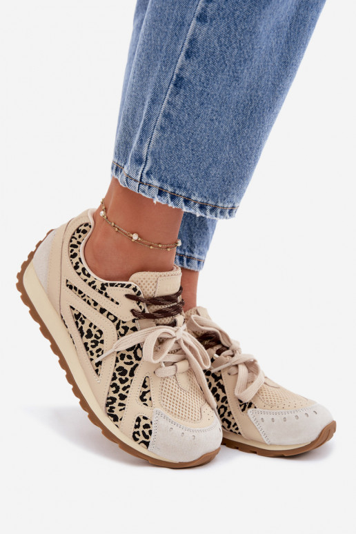 Leer van suède Sneakers model schoenen Dames Big Star TT274549 beige