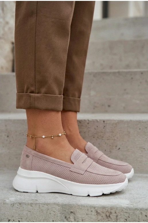 Vinceza 79626 damesmokassins van natuurlijk suède met plateau in zand