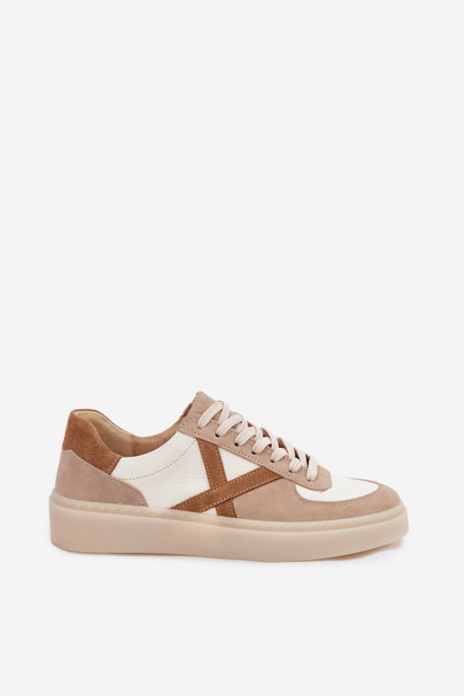 Leer van suède Sneakers model schoenen Dames Zazoo N1108S5 beige