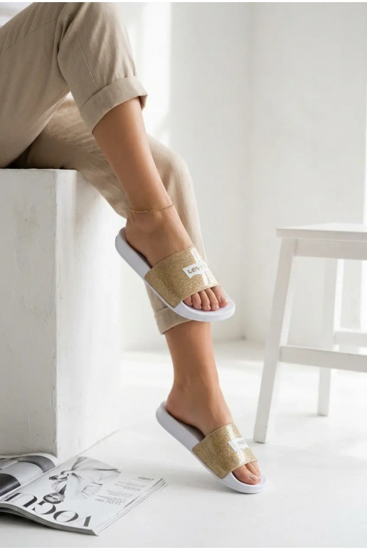 Slippers Jeugd LEVI'S VPOL0251S-3923 gouden kleur met glans