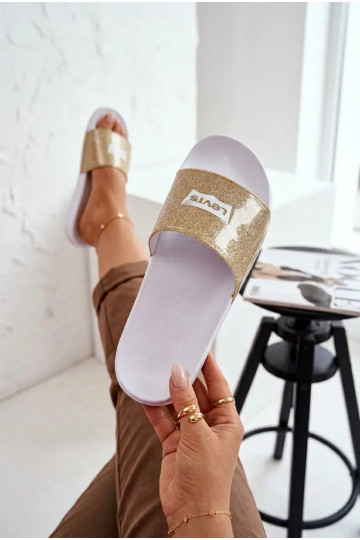 Slippers Jeugd LEVI'S VPOL0251S-3923 gouden kleur met glans 2