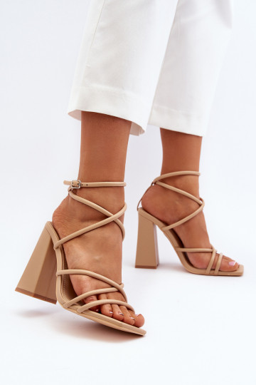 Elegante hoge hak sandalen huidskleurig Josette