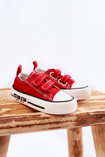 Kinderen materiaal vrijetijdsschoenen met zelfklevende bevestigingsmiddelen BIG STAR KK374082 rood