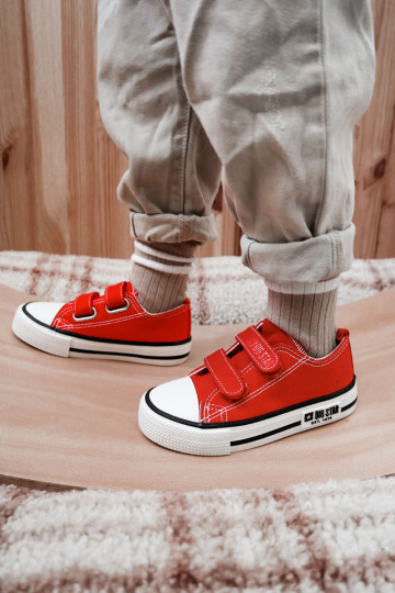 Kinderen materiaal vrijetijdsschoenen met zelfklevende bevestigingsmiddelen BIG STAR KK374082 rood 2