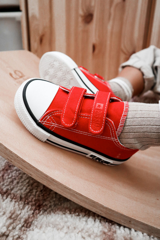 Kinderen materiaal vrijetijdsschoenen met zelfklevende bevestigingsmiddelen BIG STAR KK374082 rood